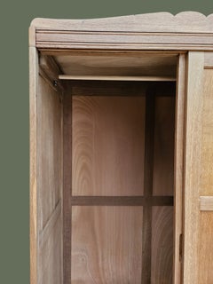 French Art Deco Sliding-Door Armoire, Oak, Paneled Wardrobe, 1930s