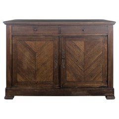 Louis Philippe Two-Door Buffet, Oak Parquetry, France, 1850s