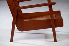 Mahogany and Cane Low Armchair, After Pierre Jeanneret, France, 1940s