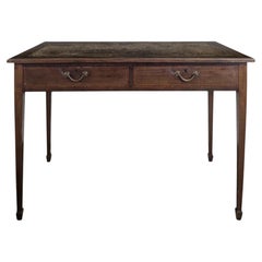 Louis XVI Style Writing Table, Mahogany with Leather Top, France, 1900s