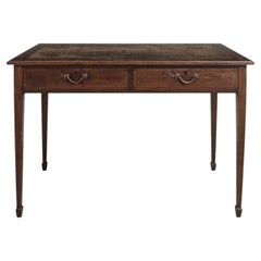 Louis XVI Style Writing Table, Mahogany with Leather Top, France, 1900s