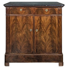 Louis Philippe Buffet d'Appui, Flame Mahogany and Marble Top, France, 1840s