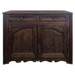 French Provincial Two-Door Oak Buffet, Carved Panels, Early 19th Century