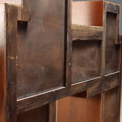 Cubist Geometric Display Cabinet, Hardwood and Glass Vitrines, 1970s