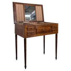 Louis XVI Coiffeuse Dressing Table, Walnut, Fitted Mirror, France, 1780s