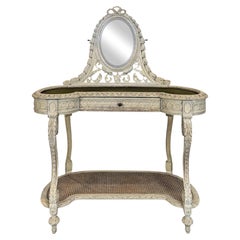 Louis XVI Style Carved and Painted Kidney-Shaped Dressing Table, France, 1900s