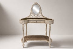 Louis XVI Style Carved and Painted Kidney-Shaped Dressing Table, France, 1900s