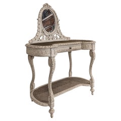 Louis XVI Style Carved and Painted Kidney-Shaped Dressing Table, France, 1900s