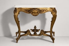 Napoleon III Console Table, Giltwood and Marble, France, 1870s