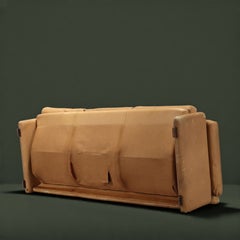 Tobia Scarpa Coronado Three-Seat Sofa, Tan Leather, Italy, 1970s
