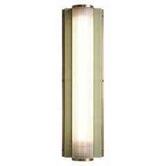 Italian Art Deco Wall Light, Glass Rods and Brass, Green Panels, 1940s
