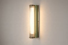 Italian Art Deco Wall Light, Glass Rods and Brass, Green Panels, 1940s