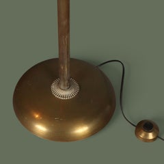 Italian Swing-Arm Floor Lamp, Brass and Linen Shade, 1950s