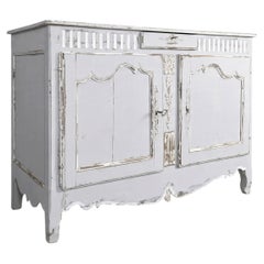 Credenza in rovere a due ante in stile provenzale Luigi XV, verniciata di grigio, anni '10 del Novecento