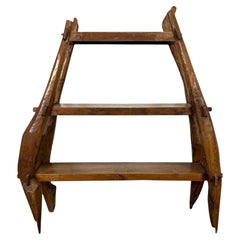 French Art Populaire Three-Tier Etagere, Carved Hardwood, 1950s