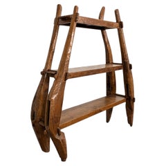 French Art Populaire Three-Tier Etagere, Carved Hardwood, 1950s