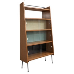 In the Manner of Guariche, Oak Bookcase, Glass Doors, France, 1950s