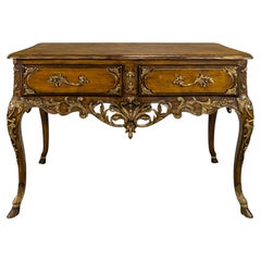 Régence Style Console Table, Carved Walnut and Parcel Gilt, France, 1900s
