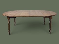 French Louis Philippe Drop-Leaf Extending Dining Table, Oak, 1850s