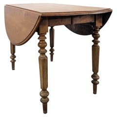 French Louis Philippe Drop-Leaf Extending Dining Table, Oak, 1850s