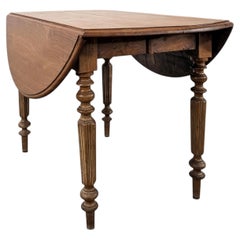 French Louis Philippe Drop-Leaf Extending Dining Table, Oak, 1850s
