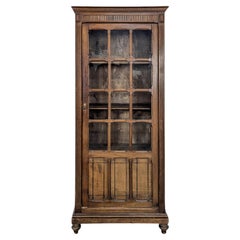 French Reconstruction Period Glazed Vitrine Cabinet, Oak, 1940s