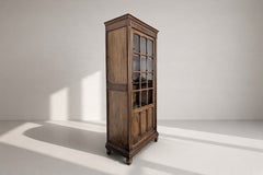 French Reconstruction Period Glazed Vitrine Cabinet, Oak, 1940s