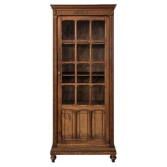 French Reconstruction Period Glazed Vitrine Cabinet, Oak, 1940s