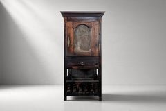 French Provincial Breton Food Cupboard, Chestnut and Pierced Tin, 1890s