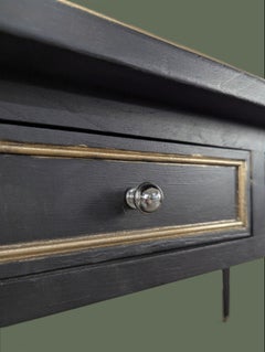 Louis XVI Style Writing Desk, Ebonized Wood and Gilt, France, 1950s