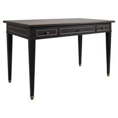 Louis XVI Style Writing Desk, Ebonized Wood and Gilt, France, 1950s