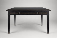 Louis XVI Style Writing Desk, Ebonized Wood and Gilt, France, 1950s