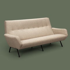 Italian Mid-Century Three-Seat Sofa, Bouclé and Enameled Metal, 1960s