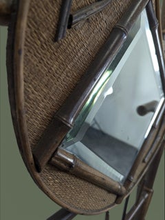 French Art Nouveau Bamboo Hall Stand with Beveled Mirror, 1900s