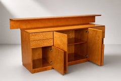 Postmodern Buffet Cabinet, Birdseye Maple Burl Veneer, Italy, 1980s