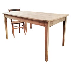 French Provincial Farmhouse Dining Table, Cherry, Tapered Legs, 1940s