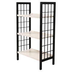 Postwar Modernist Three-Tier Etagere, Ebonized Wood and Lacquer, 1960s