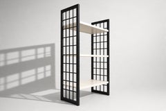 Postwar Modernist Three-Tier Etagere, Ebonized Wood and Lacquer, 1960s