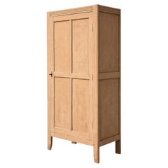 French Art Deco Petite Armoire, Bleached Wood, Paneled Door, 1940s