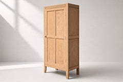 French Art Deco Petite Armoire, Bleached Wood, Paneled Door, 1940s