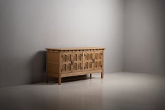 Linenfold Carved Oak Sideboard, France, 1940s