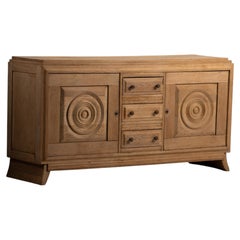 Oak Sideboard with Carved Rosettes, France, 1940s