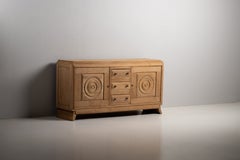 Oak Sideboard with Carved Rosettes, France, 1940s