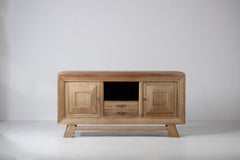 Large Bleached Art Deco Oak Sideboard, France, 1940s
