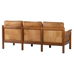 Mid-Century Three-Seat Leather Sofa, France, 1960s