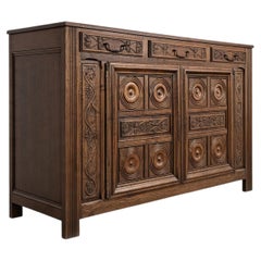 In the Manner of Charles Dudouyt, Carved Oak Buffet, France, 1940s