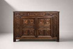 In the Manner of Charles Dudouyt, Carved Oak Buffet, France, 1940s