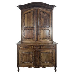 Louis XV Buffet Deux Corps, Carved Oak, Serpentine Panels, France, 1780s