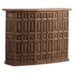 Bow Fronted Oak Bar Cabinet, Spain, 1950s
