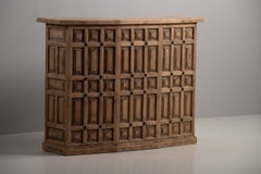 Bow Fronted Oak Bar Cabinet, Spain, 1950s
